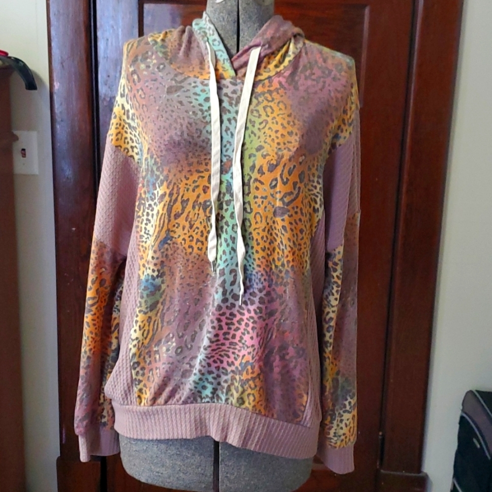Lightweight animal print hoodie